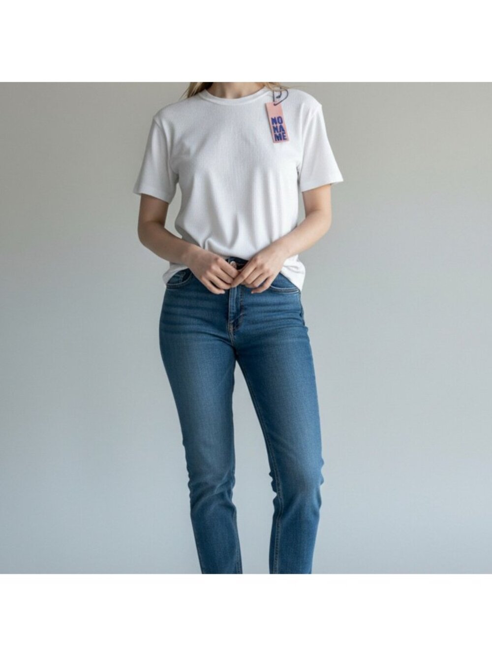 No Name is Needed Crewneck Tee white Ribbed short-sleeve, Small new with tag.